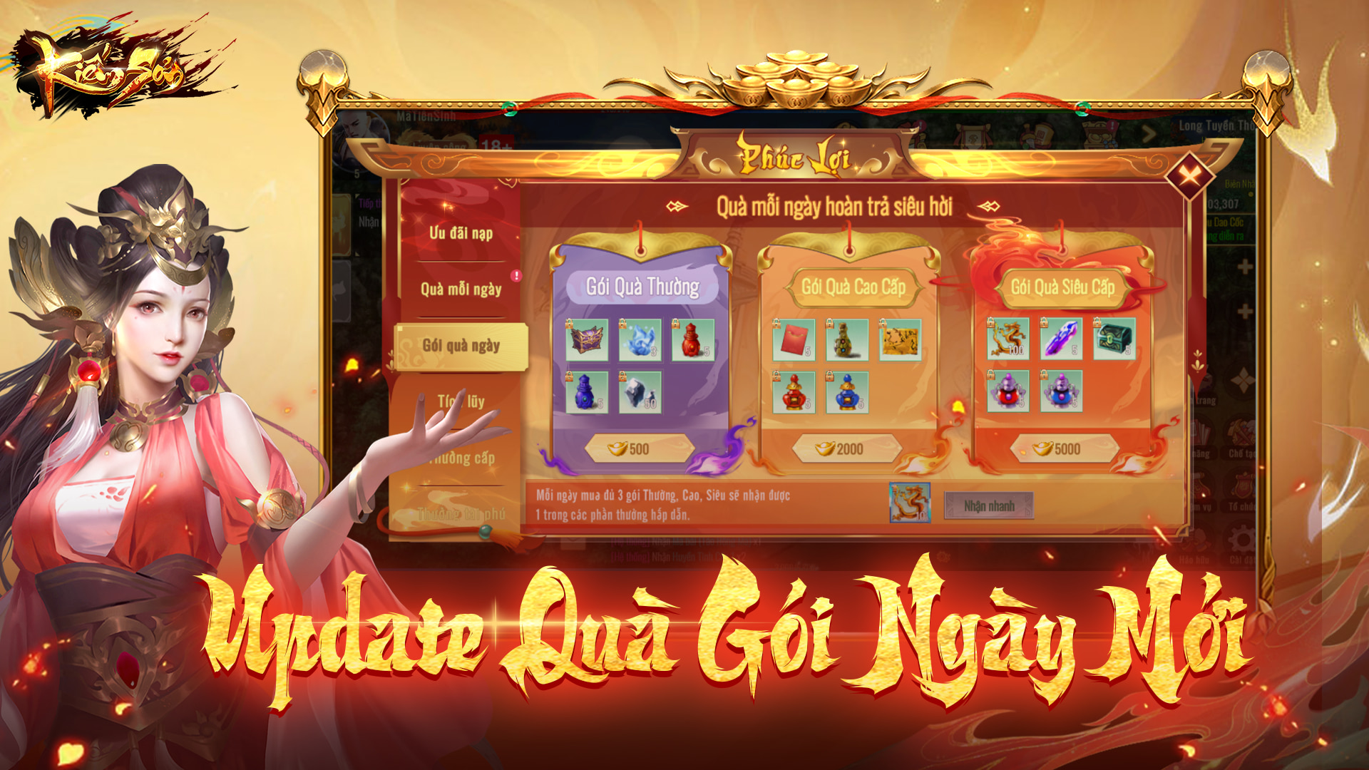 [KIẾM SƠN MOBILE] CẬP NHẬT THƯỞNG MỚI – GÓI NGÀY